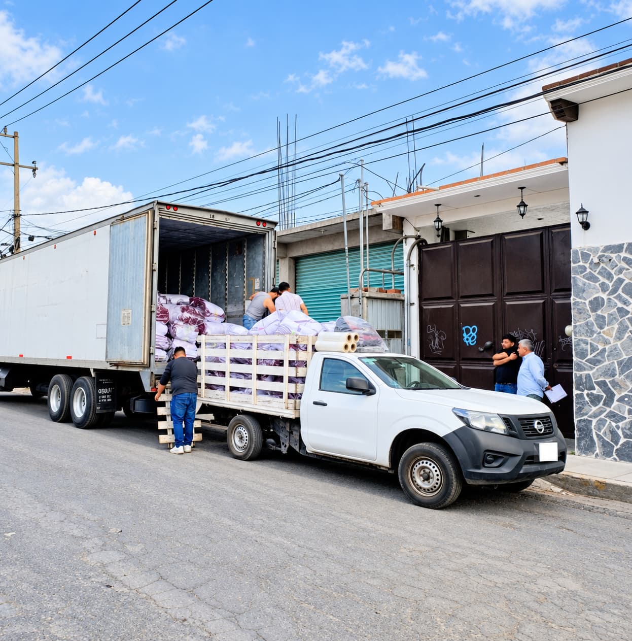 Unidad de caja seca realizando una operación de recolección y distribución